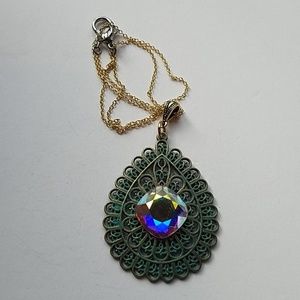 GYPSY MEDALLION patina drop OPAL XL stone necklace